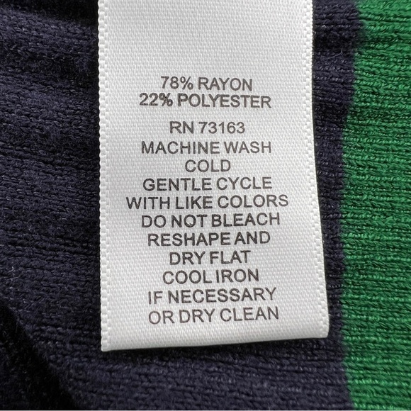 SMALL CABLE AND GAUGE GREEN BLUE STRIPED COLORBLOCK KNIT SWEATER BELL SLEEVE - Picture 9 of 9